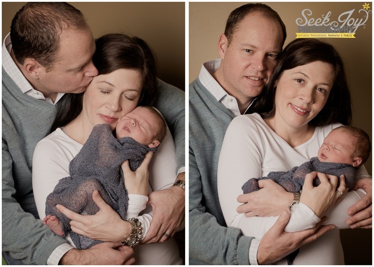 mother and father holding newborn boy, newborn family portrait